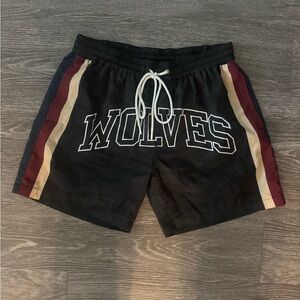 Darc Sport Wolves Black and Maroon Men's Shorts